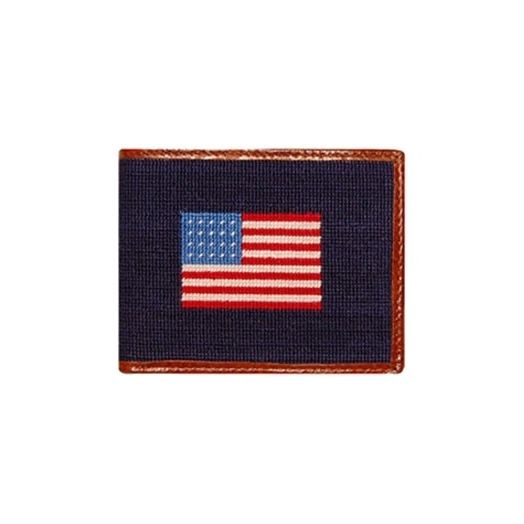 Smathers & Branson Needlepoint Wallet - American Flag (Dark Navy)