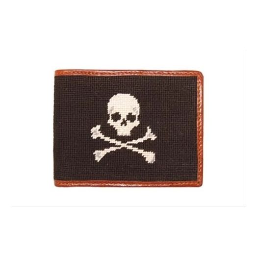 Smathers & Branson Needlepoint Wallet - Jolly Roger (Black)