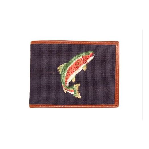 Smathers & Branson Needlepoint Wallet - Trout & Fly (Dark Navy)