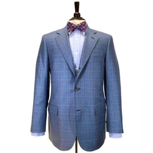 Southwick Lightweight Wool & Silk Sport Coat - Navy Glen Plaid