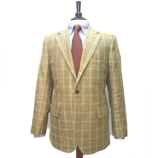 Southwick Silk and Linen Sport Coat - Olive and Buff with Coral, Maize & Brown