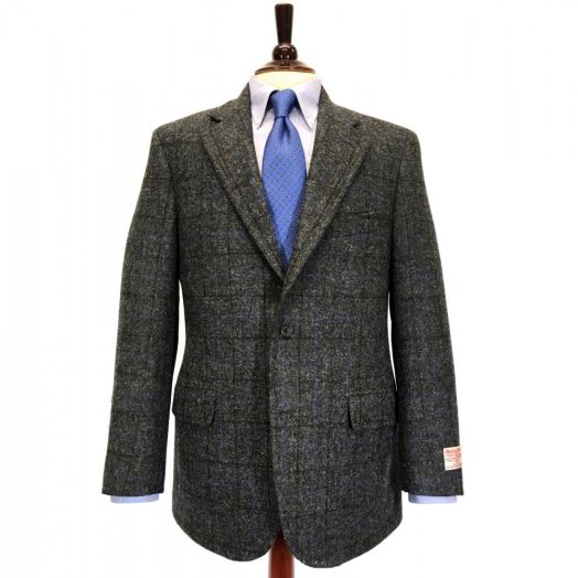 Southwick Sport Coat - Harris Tweed - Charcoal with Royal & Black Windowpane