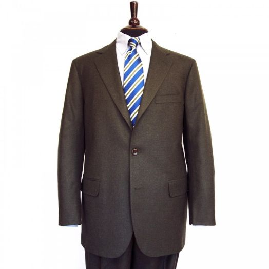 Southwick Suit - Super 120s Wool Flannel - Charcoal Olive