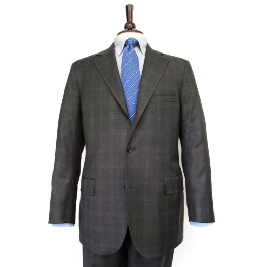 Southwick Suit - Super 120s Wool Sharkskin Suit - Charcoal with Blue Shadow