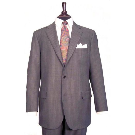 Southwick Suit - Super 130s Worsted Wool - Grey with Alternating Stripe
