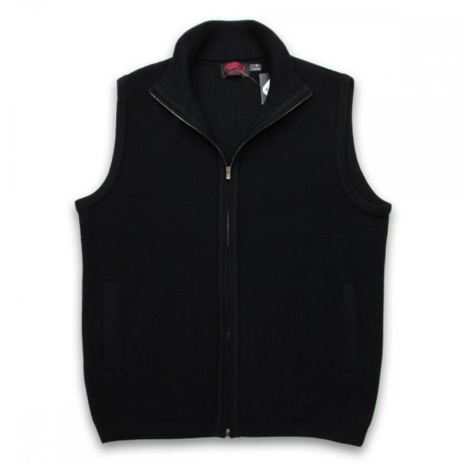 St. Croix Full Zip Wool Zip Vest (welted side pockets) - Black