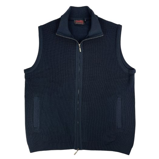 St. Croix Full Zip Wool Zip Vest (welted side pockets) - Navy