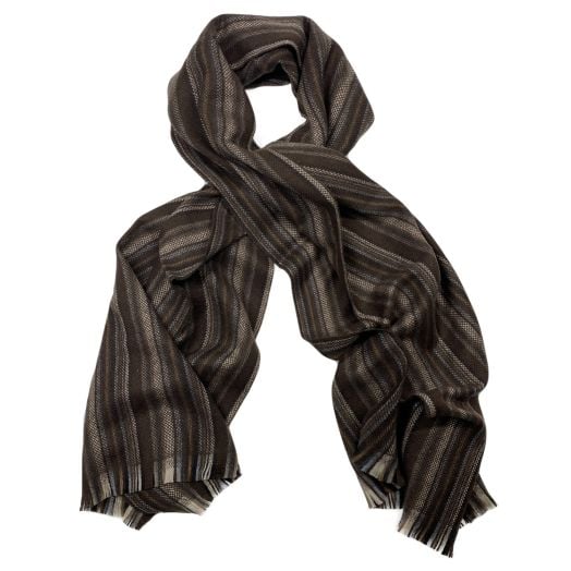 Striped Wool Scarf - Brown (46052)