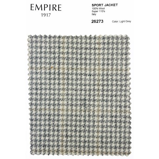 Super 110's Lightweight Wool Flannel Sport Coat - Grey & Cream Houndstooth (Made to Order) 26273