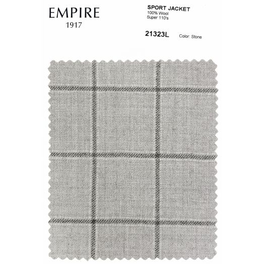 Super 110's Lightweight Wool Flannel Sport Coat - Stone with Brown Windowpane