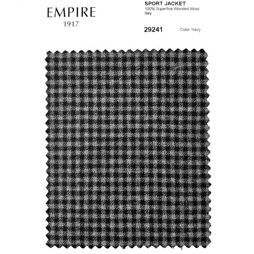 Superfine Wool Sport Coat - Navy, Black & Grey Check (Made to Order) 29241