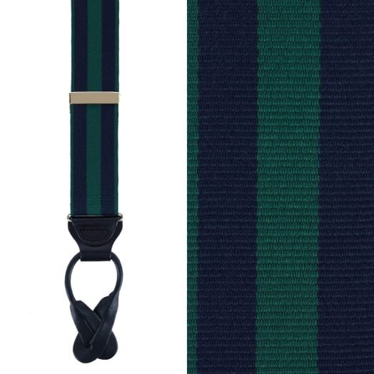 Trafalgar Classic Chase Stripe Brace - Green with Navy