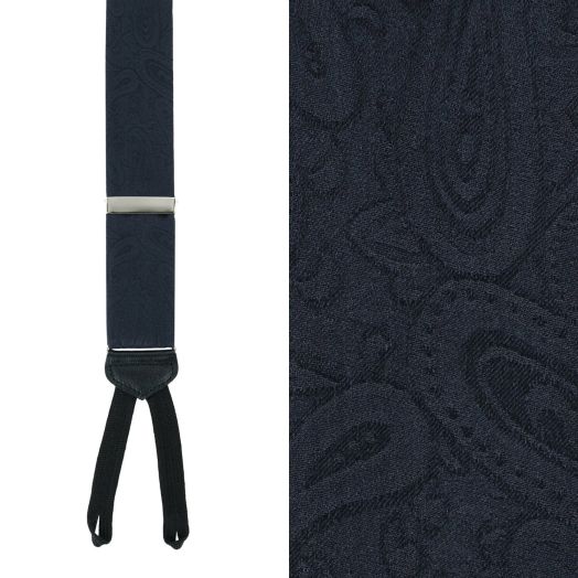 Trafalgar Formal Silk Brace - Paisley - Black