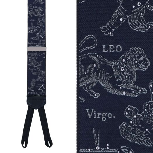 Trafalgar Limited Run Silk Braces - Retro Pattern - Constellations (formerly Celestial Sights)