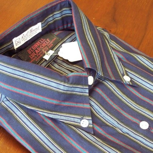 Vintage Troy Guild Regimental Stripe Sport Shirt - Navy Multi