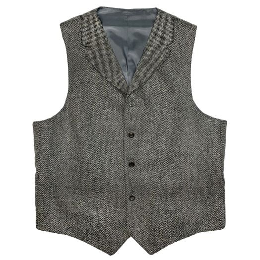 O'Connell's Wool Tweed Waistcoat - Charcoal & Taupe Crowsfoot