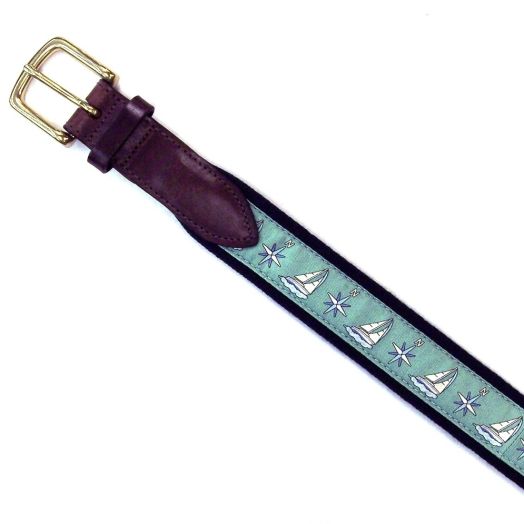 Vineyard Vines Canvas Club Belt - Sailboat - Green