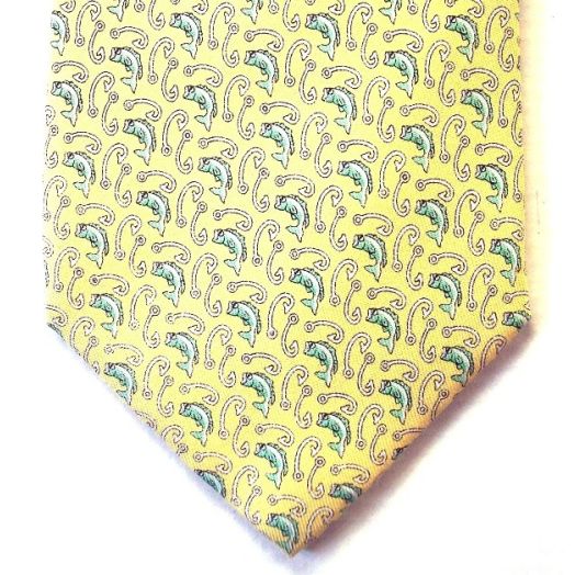 Vineyard Vines Tie - Fish and Hook - Yellow (33735)