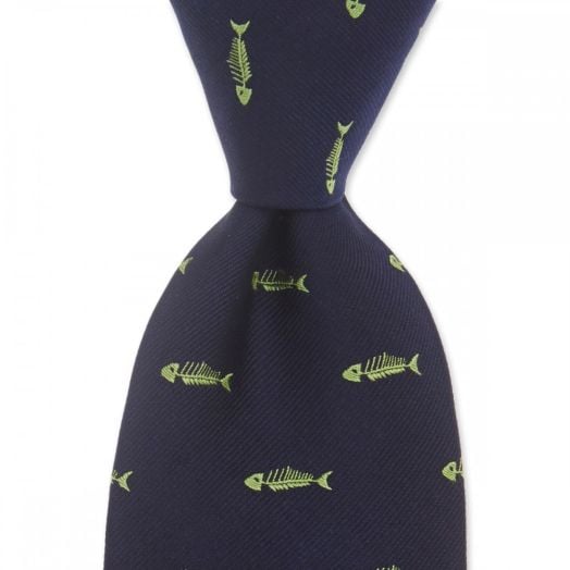 Vineyard Vines Woven Silk Club Tie - Fishbone - Navy & Lime Green (77353)