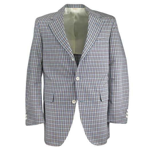 Vintage Corbin Poplin Sport Coat - Navy, Tan, Red & Sky Gingham