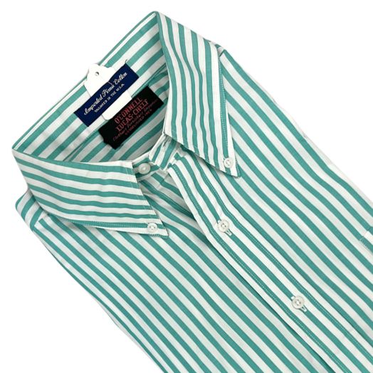 Vintage F.A. MacCluer Cotton Short Sleeve Shirt - Turquiose Stripe