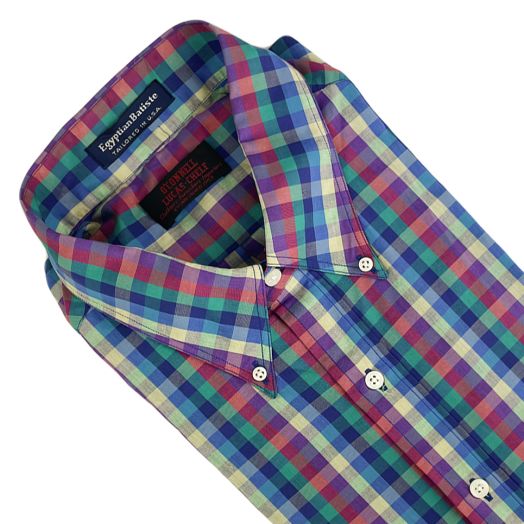 Vintage F.A. MacCluer Egyptian Batiste Cotton Broadcloth Short Sleeve Sport Shirt - Multi Color Check