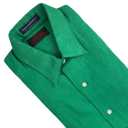 Vintage F.A. MacCluer Short Sleeve Linen Sport Shirt - Kelly
