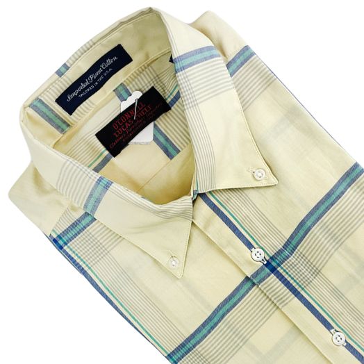 Vintage F.A. MacCluer Short Sleeve Pima Cotton Sport Shirt - Green & Yellow