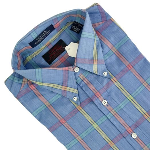 Vintage F.A. MacCluer Superfine Pima Cotton Short Sleeve Sport Shirt - Blue Grid