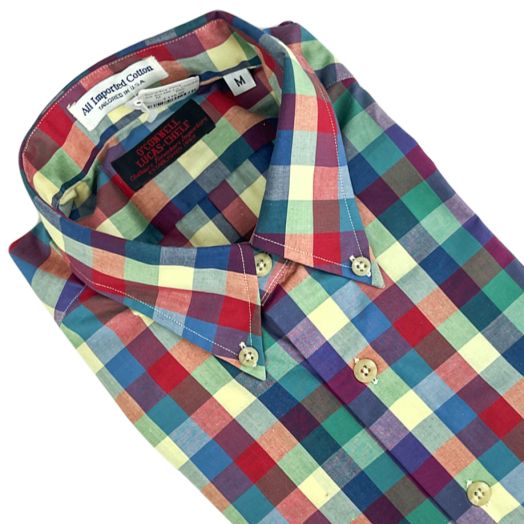 Vintage F.A. MacCluer Superfine Pima Cotton Short Sleeve Sport Shirt - Large Checkered Multi