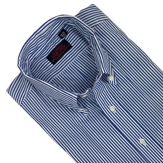 Vintage Kenneth Gordon Cotton Broadcloth Dress Shirt - Coyle Stripe Navy