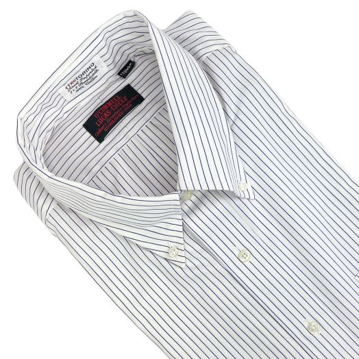 Vintage Kenneth Gordon Cotton Broadcloth Dress Shirt - Pencil Stripe - Blue