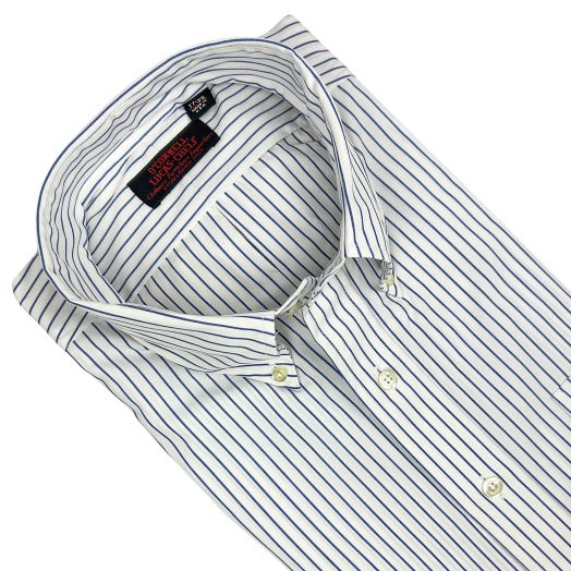 Vintage Kenneth Gordon Cotton Broadcloth Dress Shirt - Pencil Stripe - Blue