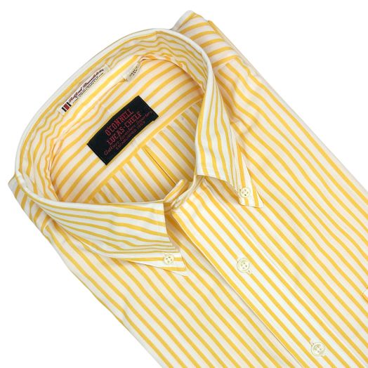 Vintage Kenneth Gordon Cotton Broadcloth Dress Shirt - Tape Stripe - Yellow