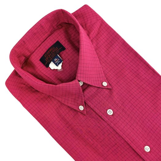Vintage Kenneth Gordon Cotton Broadcloth Short Sleeve Sport Shirt - Fuchsia Graph Check