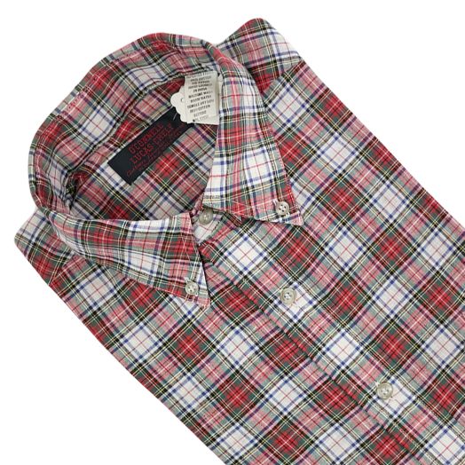 Vintage O'Connell's Short Sleeve India Hand Loomed Cotton Sport Shirt - Dress Stewart Tartan