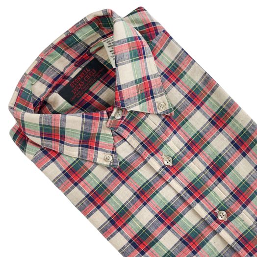 Vintage O'Connell's Short Sleeve India Hand Loomed Cotton Sport Shirt - Khaki Plaid