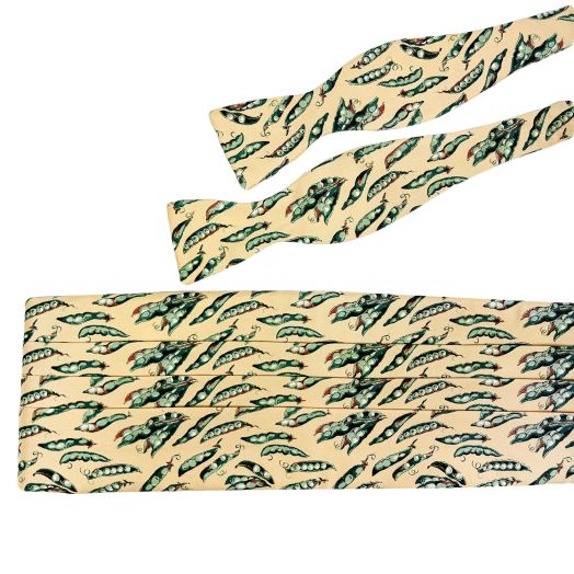 Vintage Robert Talbott Silk Cummerbund & Bow Tie Set - Pea Pods (113067)