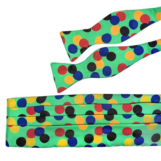 Vintage Robert Talbott Silk Cummerbund & Bow Tie Set - Polka Dots (113070)