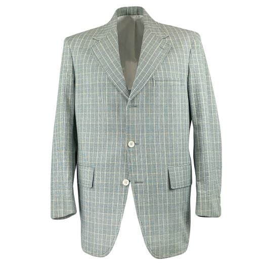 Vintage Sport Coat - Cotton Seersucker - Green & Yellow Glen Plaid