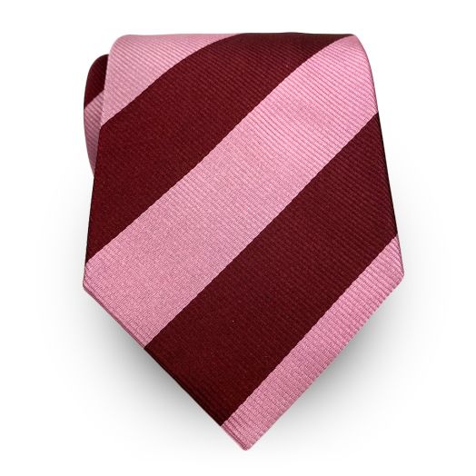 Vintage Venanzi Silk Woven Tie - Pink & Crimson Stripe (54885)