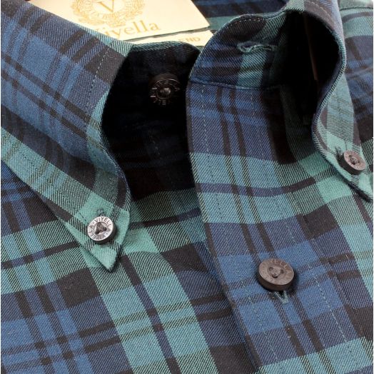 Viyella Long Sleeve Cotton & Tropical Wool Sport Shirt - Blackwatch
