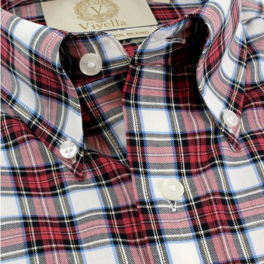 Viyella Long Sleeve Cotton & Tropical Wool Sport Shirt - Dress Stewart