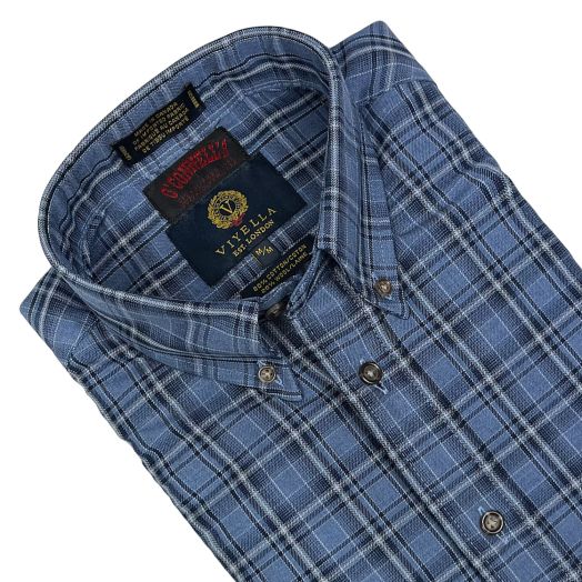 Viyella Sport Shirt - Blue Black Ombre Plaid (653443)