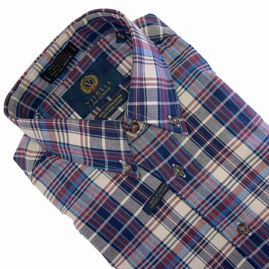 Viyella Sport Shirt - Navy & Wheat Plaid (557410)