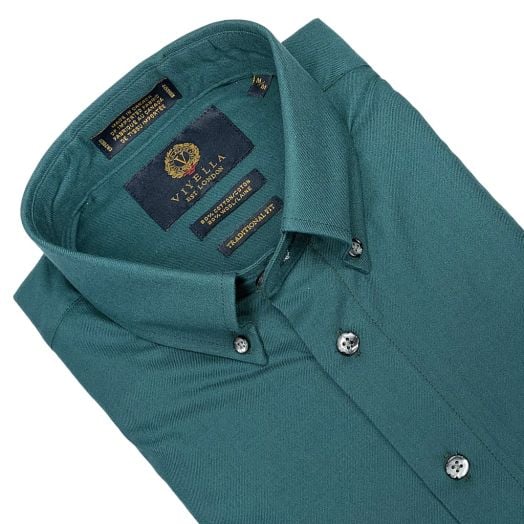 Viyella Sport Shirt - Solid Bottle Green (255401-55)