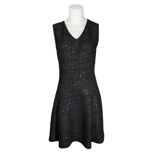 Papillon Blanc Shimmer V-Neck Dress - Black (9895)