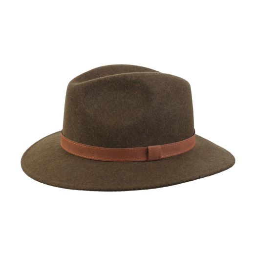 Wigens Bosco Wool Fedora - Chrushable Wool Felt - Dark Olive (140229)