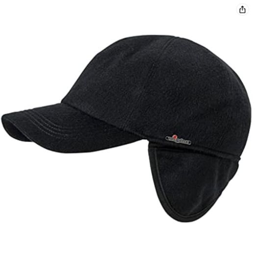 Wigens Cashmere Ballcap with earflaps - Black (130226)