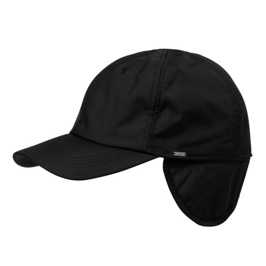 Wigens Nylon Sport Baseball Cap with Ear Flaps & Pile Lining - Black (103299)